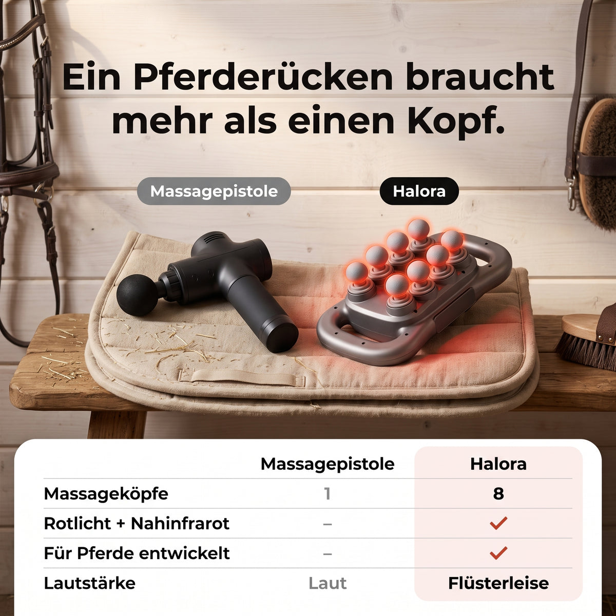 Halora – Das Rotlicht-Massagegerät für Pferde