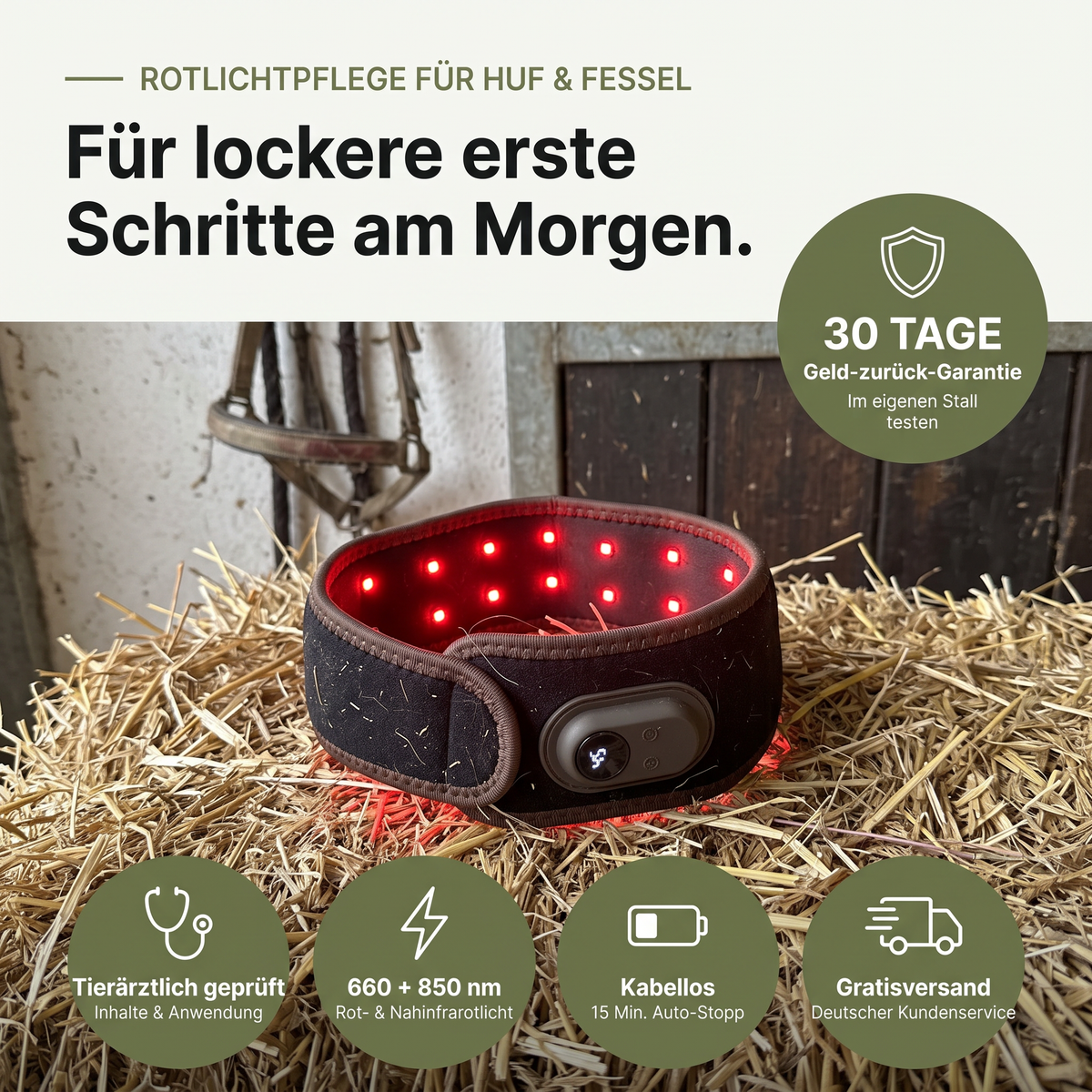 Lumivo – Rotlicht-Manschette für Huf & Fessel